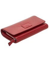 Mancini Women's Croco Collection Rfid Secure Clutch Wallet