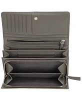 Mancini Women's Basket Weave Collection Rfid Secure Clutch Wallet