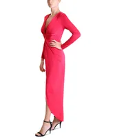 julia jordan Women's Plunge V-Neck Draped Maxi Dress
