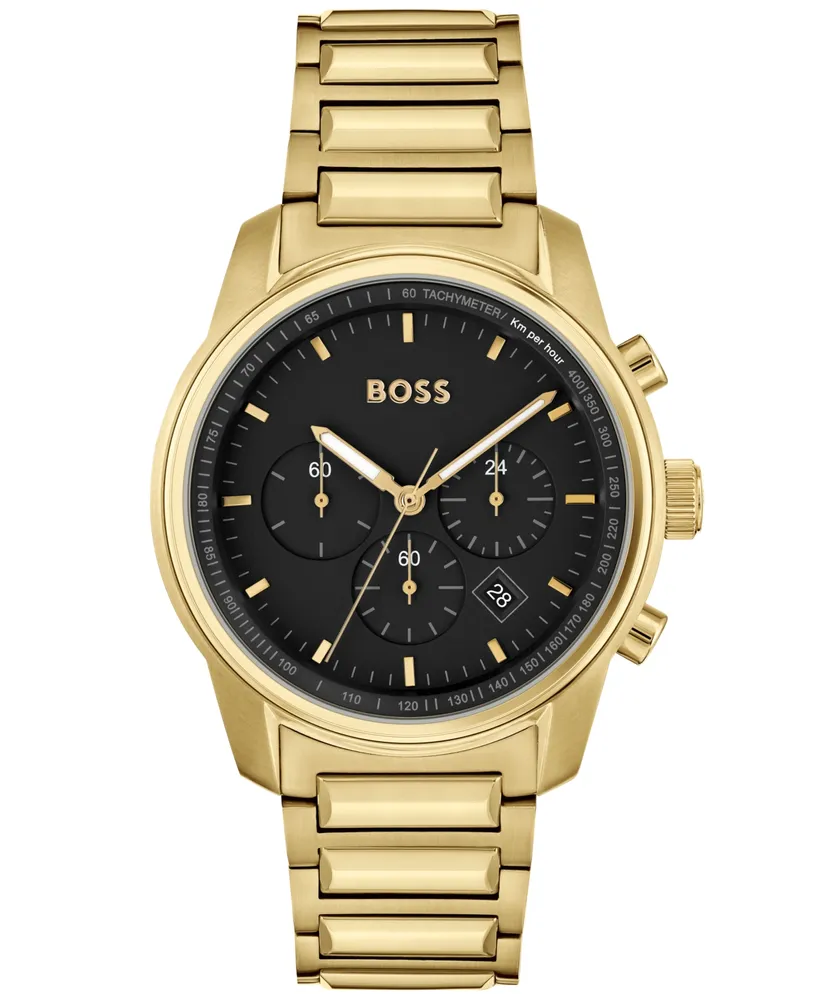 Hugo Boss Men's Trace Ionic Thin Gold-Tone 1 Steel Bracelet Watch, 44mm