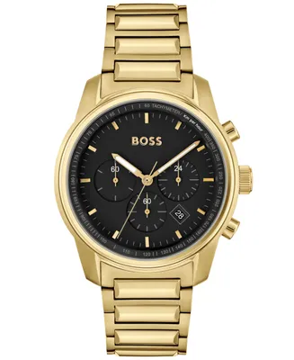 Hugo Boss Men's Trace Ionic Thin Gold-Tone 1 Steel Bracelet Watch, 44mm - Gold