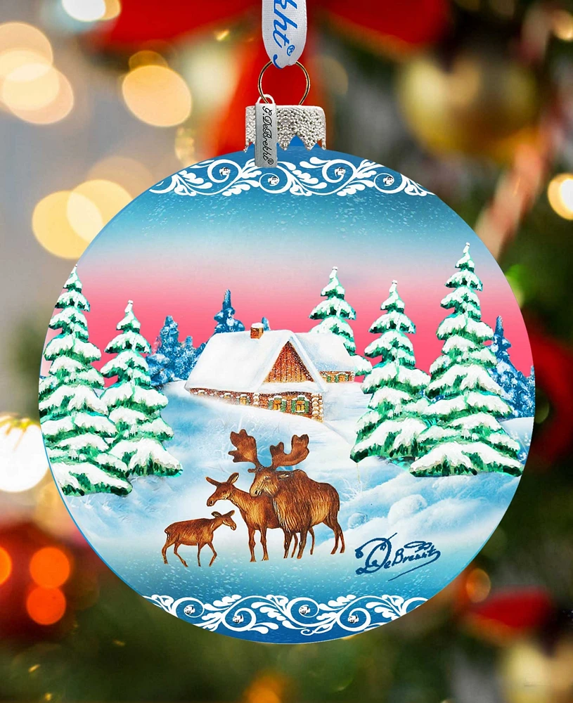 G.DeBrekht Winter Moose Family Ball Holiday Ornament