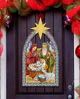 Designocracy Nativity Manger Star Nativity Holiday Door Decor