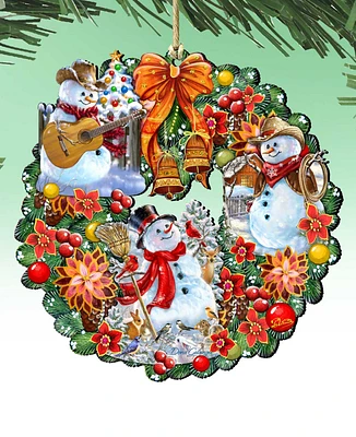 Designocracy Western Snowy Wreath Holiday Ornaments, Set of 2