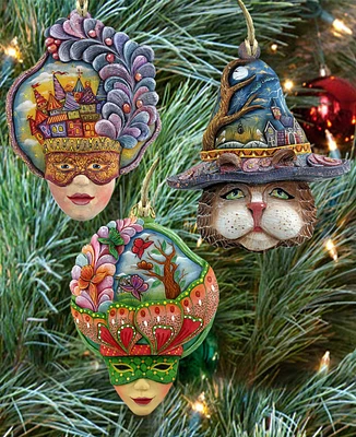 Designocracy Masquerade Holiday Ornaments, Set of 3