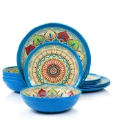 Elama Mandala Micaela 12 Piece Melamine Dinnerware Set, Service for 4 - Multi