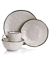 Elama Textured, Uneven Dimpled Design Ricardo 16 Piece Stoneware Dinnerware Set, Service for 4