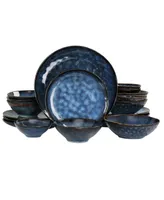 Elama Reactive Glaze Amelia 20 Piece Round Stoneware Triple Bowl Dinnerware Set, Service for 4