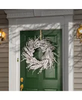 National Tree Company 24" Pre-Lit Snowy Twig Wreath