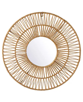 Decorative Woven Paper Rope Round Shape Modern Hanging Wall Mirror