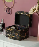 Marble Decorative Modern Wooden Jewelry Box Holder with Lining and Drawer