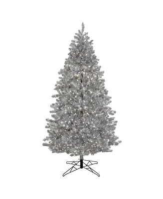 National Tree Company 7.5' Pre-Lit Christmas Matte Metallic Tree - Silver