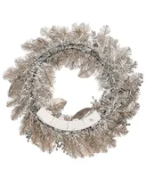 National Tree Company 24" Pre-Lit Yuletide Glam Decorated Wreath - Silver