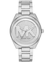 Michael Kors Women's Janelle Three-Hand Silver-Tone Stainless Steel Bracelet Watch 42mm - Silver