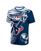 Men's Nfl X Staple Navy Houston Texans Team Slogan All Over Print Short Sleeve T-shirt