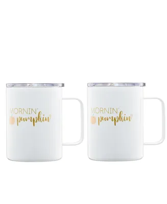 Cambridge Mornin' Pumpkin Insulated Coffee Mugs, Set of 2