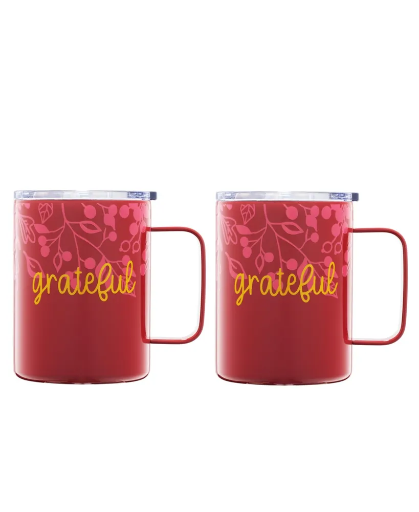 Cambridge Berry Grateful Insulated Coffee Mug, Set of 2