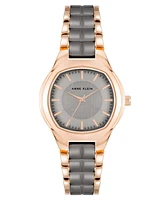 Anne Klein Women's Three-Hand Quartz Rose Gold-Tone Alloy with Taupe Ceramic Bracelet Watch, 32mm