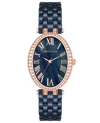 Anne Klein Women's Three-Hand Quartz Navy Ceramic Bracelet Watch, 27mm