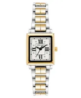 Anne Klein Women's Three-Hand Quartz Square Gold-Tone and Silver-Tone Alloy Bracelet Watch, 21mm - Silver-Tone