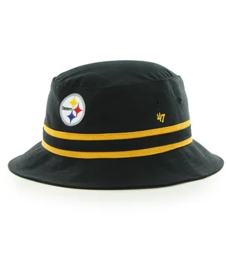 Men's '47 Black Pittsburgh Steelers Striped Bucket Hat