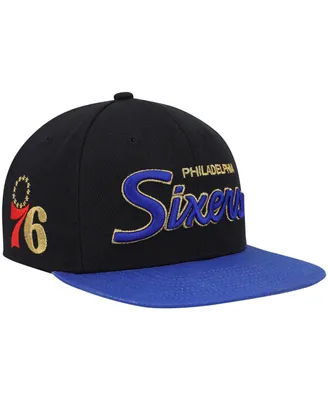 Men's Mitchell & Ness Black Philadelphia 76ers Nba 75th Anniversary Snapback Hat