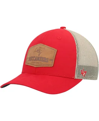 Men's '47 Red, Natural Tampa Bay Buccaneers Rawhide Trucker Adjustable Hat