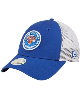 Women's New Era Blue, White New York Knicks Glitter Patch 9FORTY Snapback Hat