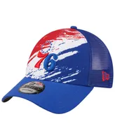 Men's New Era Royal Philadelphia 76ers Marble 9FORTY Trucker Snapback Hat