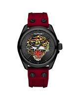 Ed Hardy Men's Matte Silicone Strap Watch 46mm