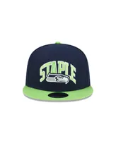 Men's New Era X Staple College Navy, Neon Green Seattle Seahawks Pigeon 9Fifty Snapback Hat