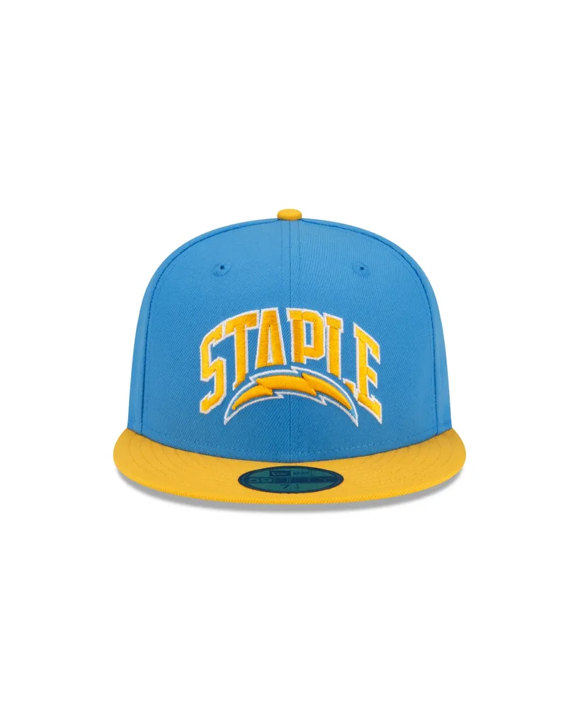 Men's New Era X Staple Powder Blue, Gold Los Angeles Chargers Pigeon 59Fifty Fitted Hat