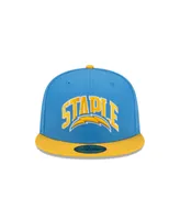 Men's New Era X Staple Powder Blue, Gold Los Angeles Chargers Pigeon 59Fifty Fitted Hat