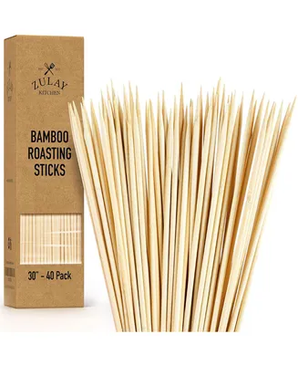Zulay Kitchen Extra Long Bamboo Roasting Sticks - 40 Pc.