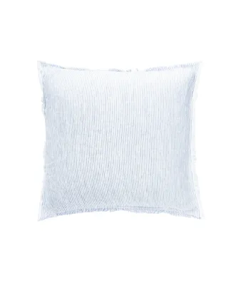 Anaya Home Sky Blue Pinstripe Fringe Linen Pillow