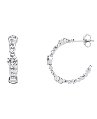 And Now This Cubic Zirconia Chain Link Hoop Earring