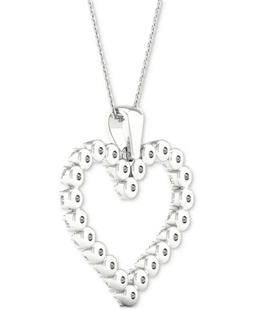 Forever Grown Diamonds Lab-Created Diamond Open Heart 18" Pendant Necklace (1/2 ct. t.w.) in Sterling Silver