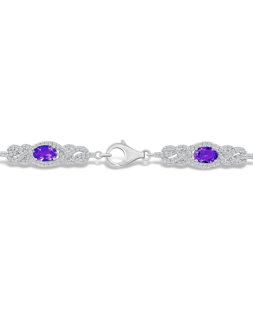 Macy's Amethyst (2 2/3 ct. t.w.) and Topaz (2 1/10 ct. t.w.) Bracelet in Sterling Silver