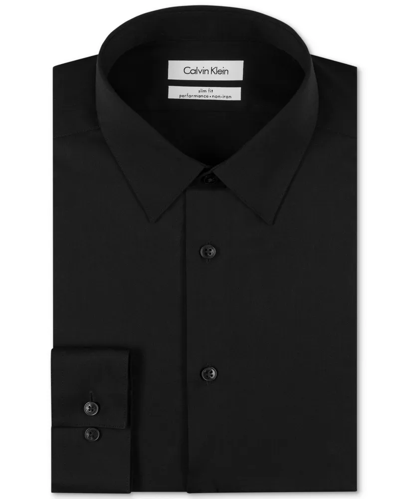 Calvin Klein Steel Men's Slim-Fit Non-Iron Herringbone Dress Shirt