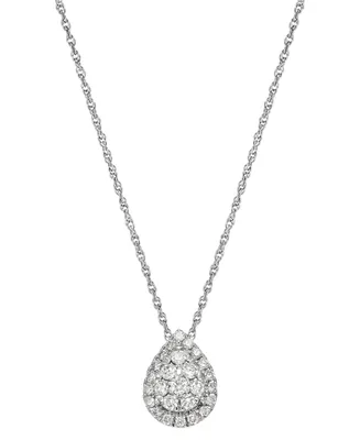 Forever Grown Diamonds Lab-Created Diamond Teardrop Halo Cluster Pendant Necklace (3/8 ct. t.w.) in Sterling Silver, 16" + 2" extender