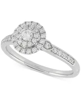Forever Grown Diamonds Lab-Created Diamond Halo Cluster Ring (3/8 ct. t.w.) in Sterling Silver