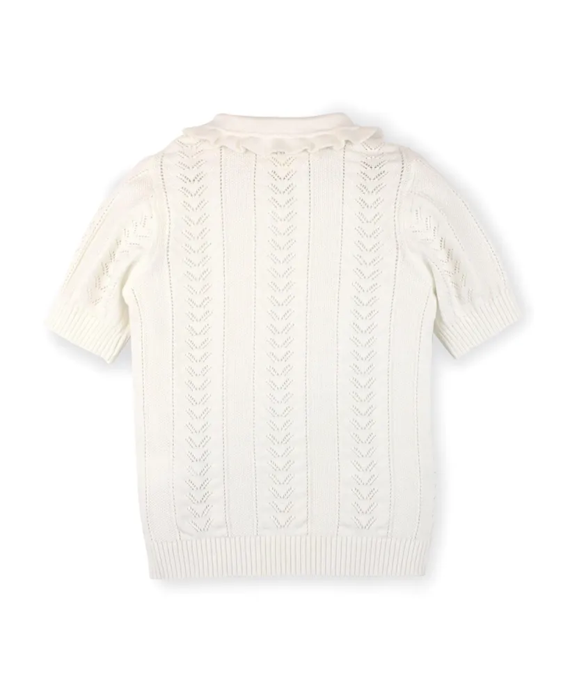 Hope & Henry Girls' Organic Cotton Short Sleeve Peter Pan Collar Sweater Polo , Infant