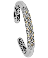 Devata Bali Dragon Skin Cuff Bracelet in Sterling Silver and 18K Gold Accents, Medium