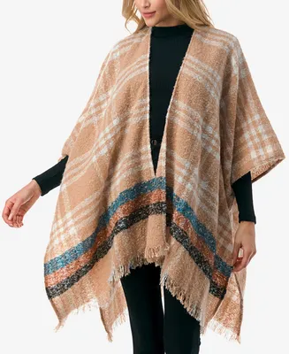 Marcus Adler Women's Plaid Poncho