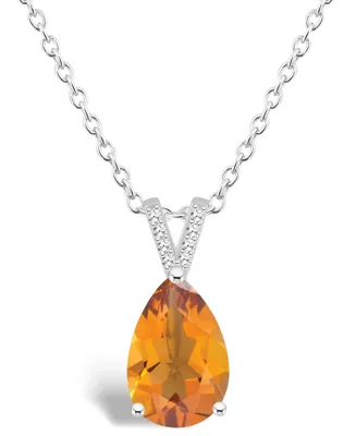 Macy's Women's Citrine (2-3/4 ct.t.w.) and Diamond Accent Pendant Necklace in Sterling Silver
