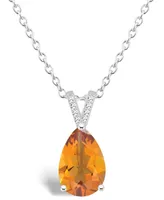 Macy's Women's Citrine (2-3/4 ct.t.w.) and Diamond Accent Pendant Necklace in Sterling Silver