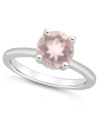 Macy's Women's Rose Quartz (1-3/4 ct.t.w.) and Diamond Accent Ring Sterling Silver
