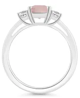 Macy's Women's Rose Quartz (1-3/5 ct.t.w.) and White Topaz (3/4 3-Stone Ring Sterling Silver