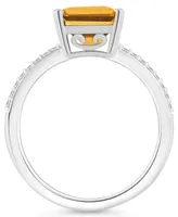 Macy's Women's Citrine (3-1/6 ct.t.w.) and Diamond (1/10 Ring Sterling Silver