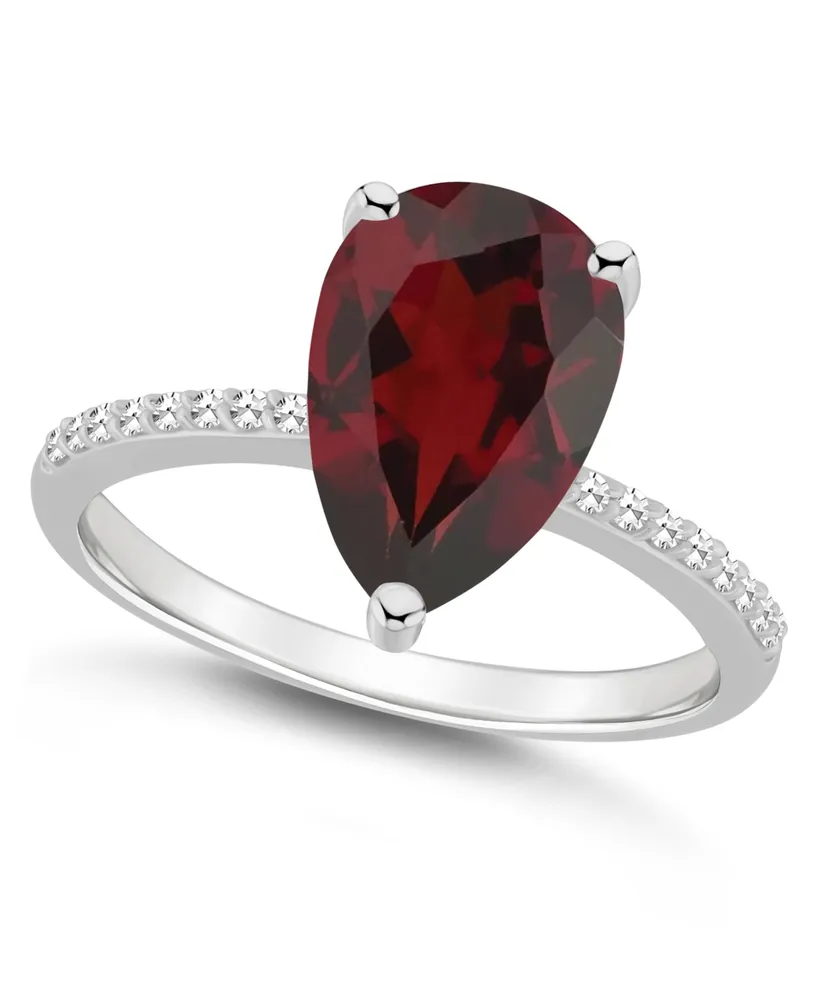 Macy's Women's Garnet (3-1/3 ct.t.w.) and Diamond (1/10 Ring Sterling Silver